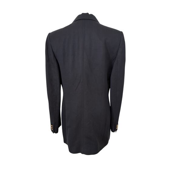 Vtg 80s Liz Claiborne Blazer Double Breasted Gold Button Linen Blend Sz 8 Black - Picture 5 of 10